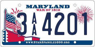 MD license plate 3AA4201