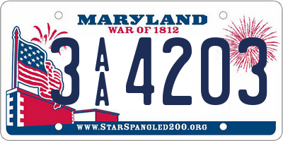 MD license plate 3AA4203