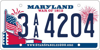 MD license plate 3AA4204