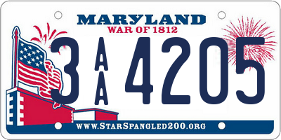 MD license plate 3AA4205