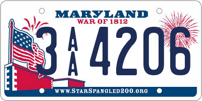 MD license plate 3AA4206