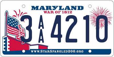 MD license plate 3AA4210