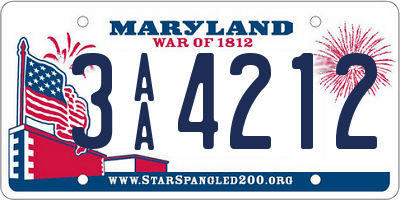 MD license plate 3AA4212