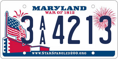 MD license plate 3AA4213