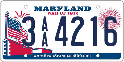 MD license plate 3AA4216