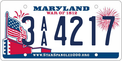 MD license plate 3AA4217