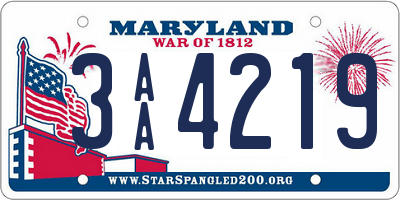 MD license plate 3AA4219