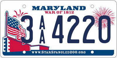 MD license plate 3AA4220