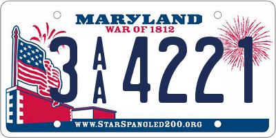 MD license plate 3AA4221