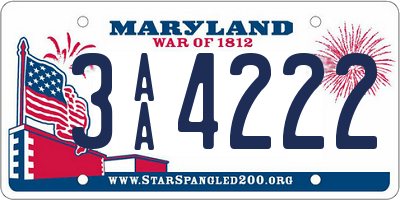 MD license plate 3AA4222