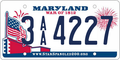 MD license plate 3AA4227