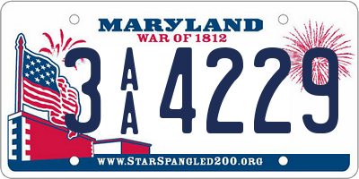 MD license plate 3AA4229