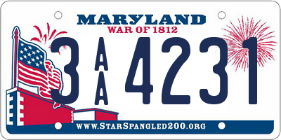 MD license plate 3AA4231