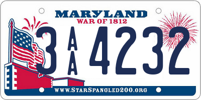 MD license plate 3AA4232