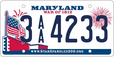 MD license plate 3AA4233