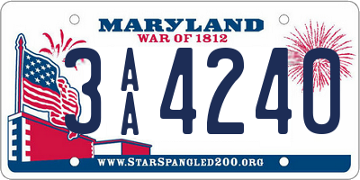 MD license plate 3AA4240