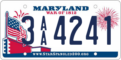 MD license plate 3AA4241