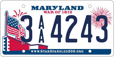 MD license plate 3AA4243