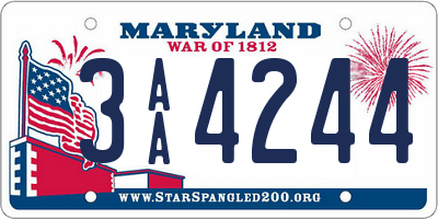 MD license plate 3AA4244