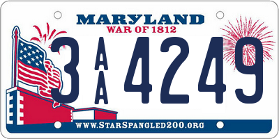 MD license plate 3AA4249