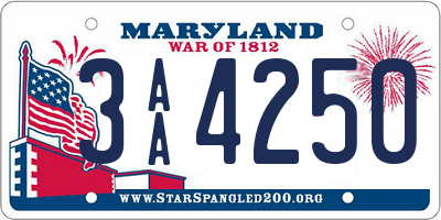 MD license plate 3AA4250