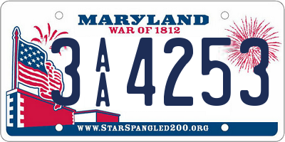 MD license plate 3AA4253