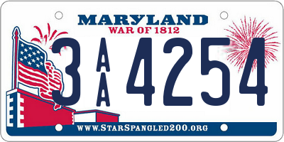 MD license plate 3AA4254