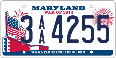 MD license plate 3AA4255