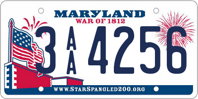 MD license plate 3AA4256