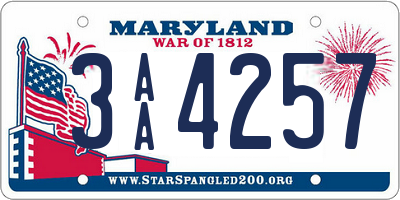 MD license plate 3AA4257