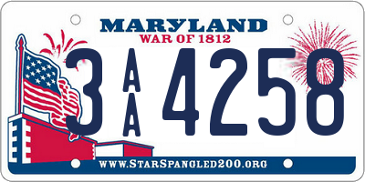 MD license plate 3AA4258