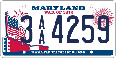 MD license plate 3AA4259