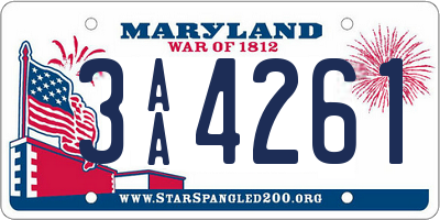 MD license plate 3AA4261