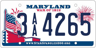 MD license plate 3AA4265