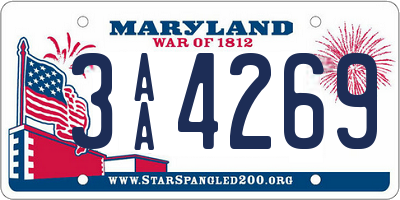 MD license plate 3AA4269