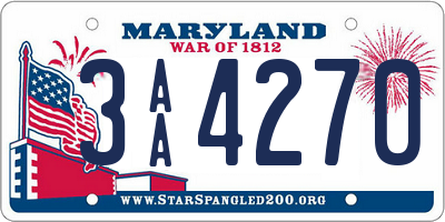 MD license plate 3AA4270