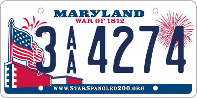 MD license plate 3AA4274