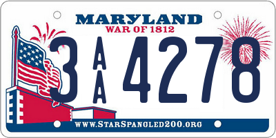 MD license plate 3AA4278