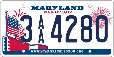 MD license plate 3AA4280