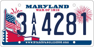 MD license plate 3AA4281