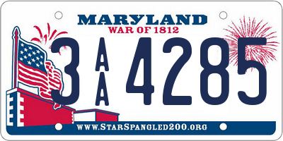 MD license plate 3AA4285