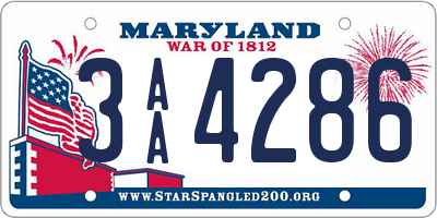 MD license plate 3AA4286