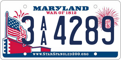 MD license plate 3AA4289