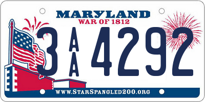 MD license plate 3AA4292