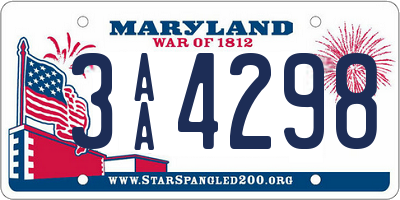 MD license plate 3AA4298