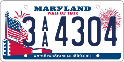 MD license plate 3AA4304