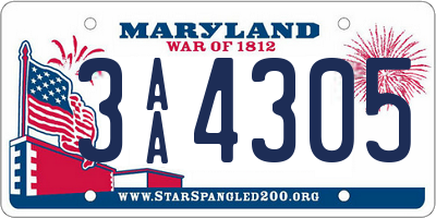 MD license plate 3AA4305