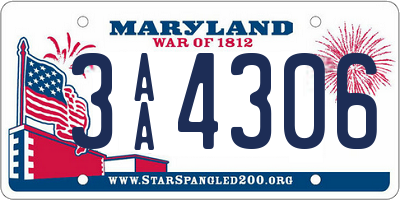 MD license plate 3AA4306