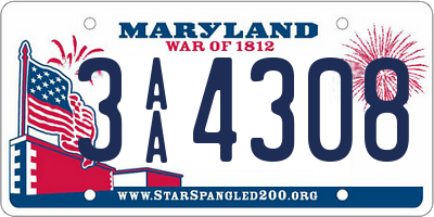 MD license plate 3AA4308