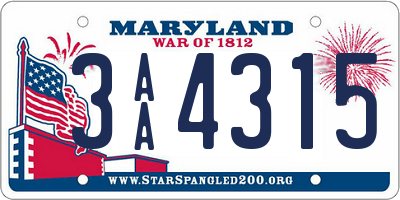 MD license plate 3AA4315